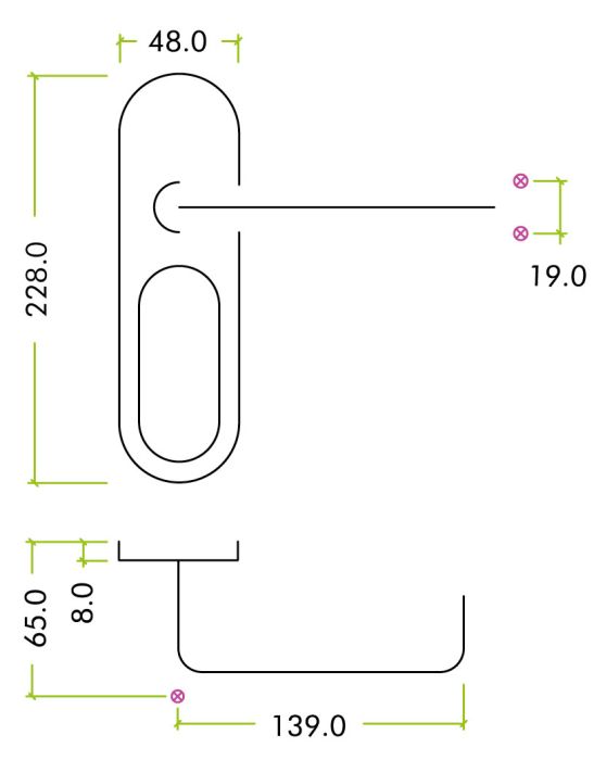 Zoo Hardware 19mm Tubular RTD Lever on Inner Backplate