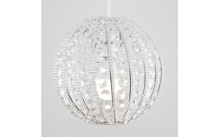 Chrome Sphere Pendant Ceiling Light Shade, Crystal Beaded Ball Lamp Shade