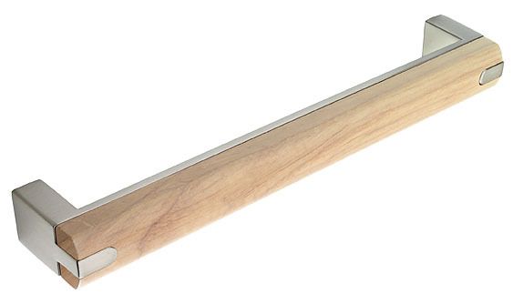 Stainless Steel Effect D Handle Oak, Wooden Kitchen Cupboard Handles