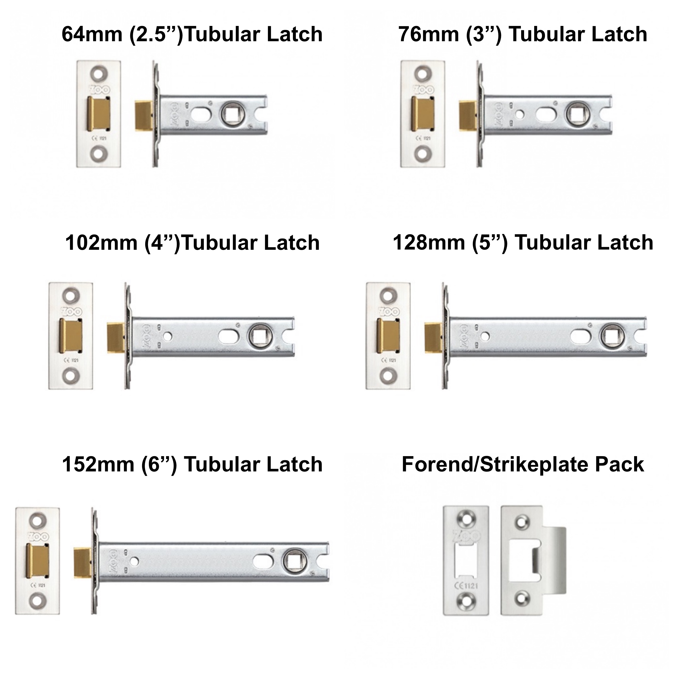 A collection of latches showing the different sizes 