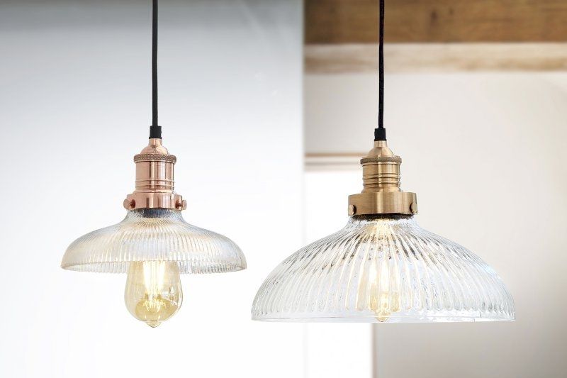 Two Industville glass shades with Brooklyn holders