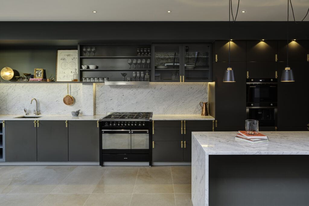 Buster + Punch green kitchen with golden handles | 2023 Home trends blog | More Handles